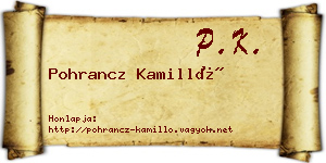 Pohrancz Kamilló névjegykártya